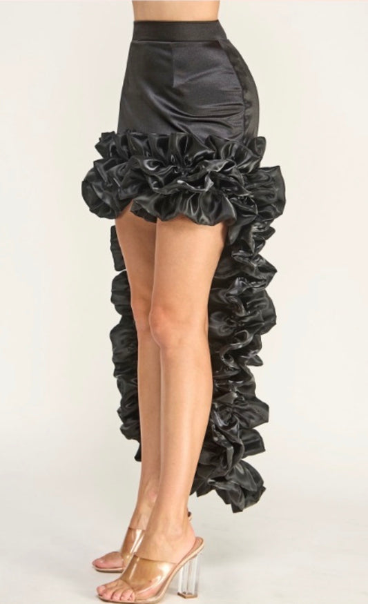 BLACK Silky Hi/Lo Skirt