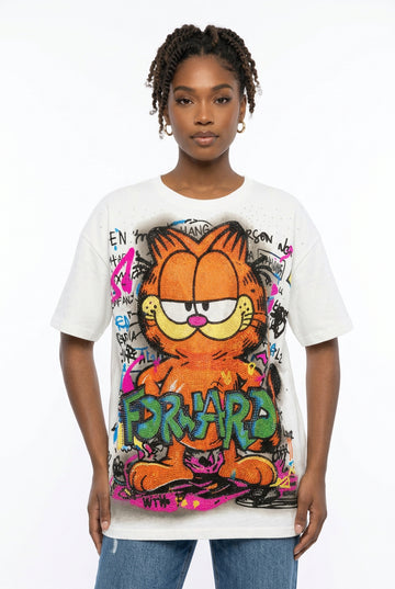 White Bling Garfield Top