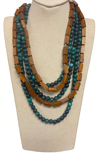 TEAL/BRN NECKLACE