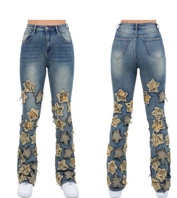 BLUE/TAN STAR JEANS