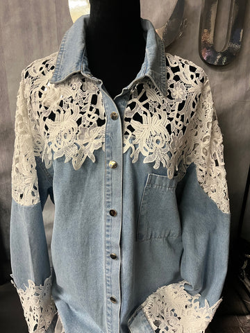 Denim Lace Top