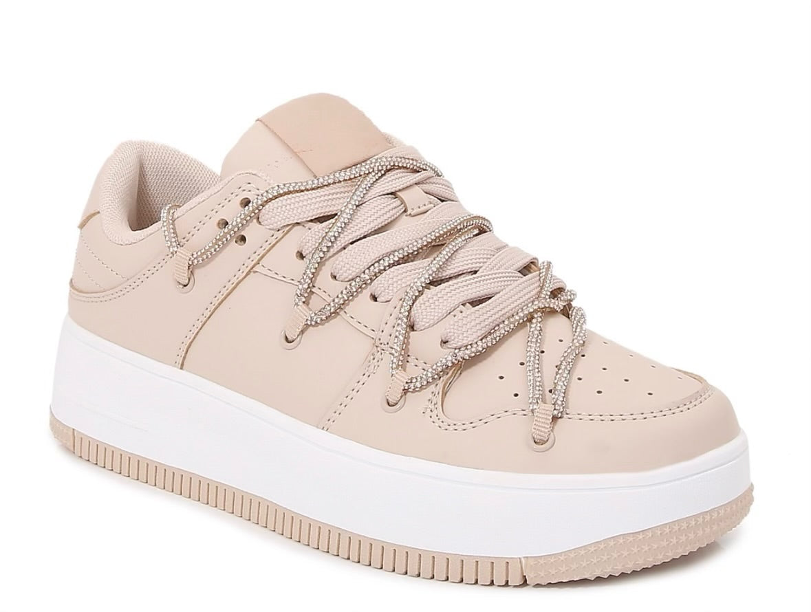 Beige Tennis Shoe W/Bling Strings