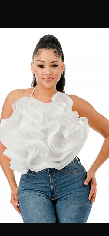White Ruffle TOP
