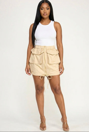 KHAKI Drawstring Skirt