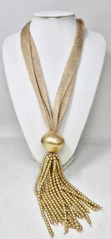 Gold Mesh/Fringe Necklace