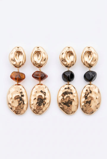 Shinny Gold/rock Earrings