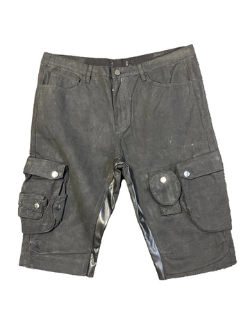 Mens Blk Cargo Shorts