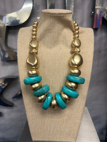 Large Gold Bead Necklace