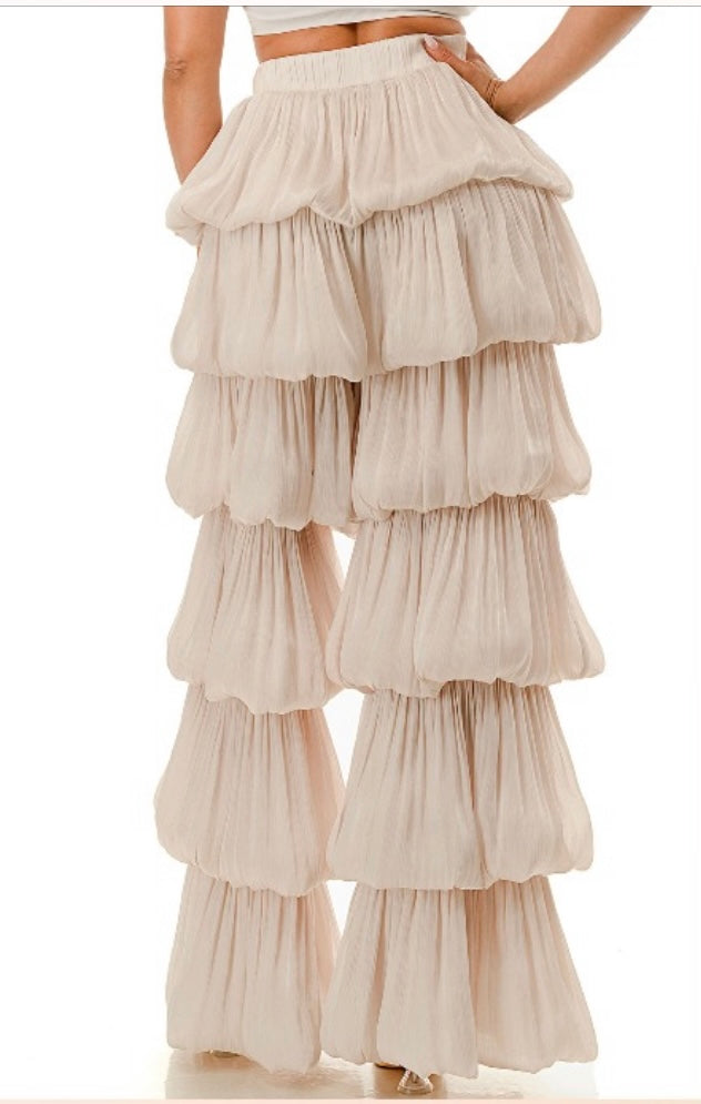 Cream Ruffle Pants