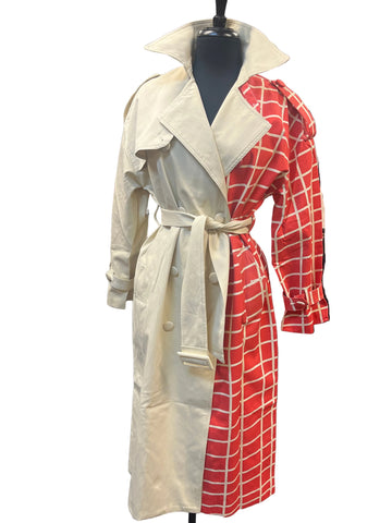 Trench Coat W/Orange Print