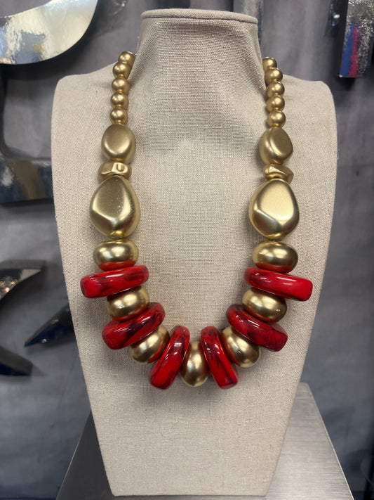 Large Gold Bead Necklace