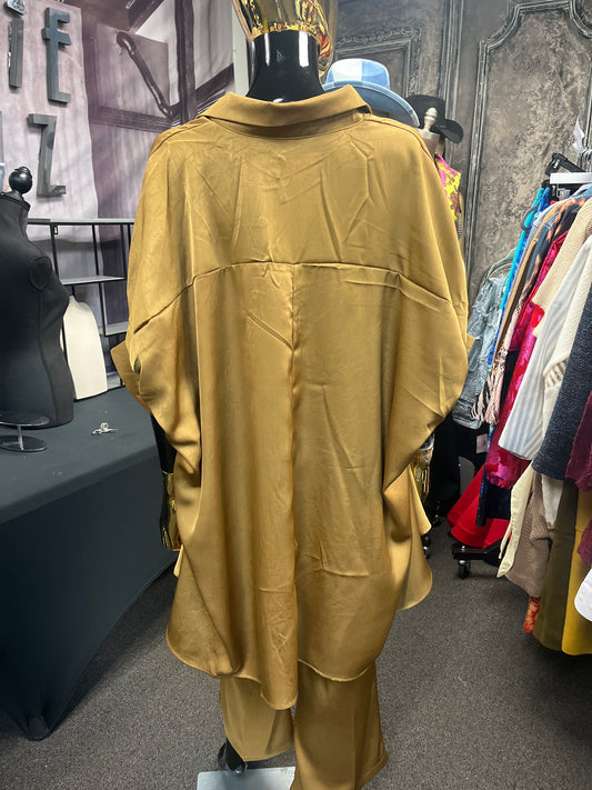 Button Front Bronze Silky 2PC