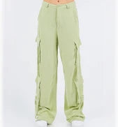 Women's Sage Linen Cargos