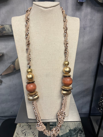 Beige/Brown Beaded Necklace