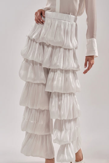 White Ruffle Pants
