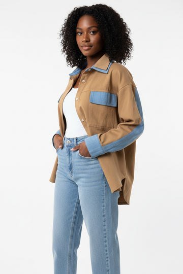 Camel/Denim Top