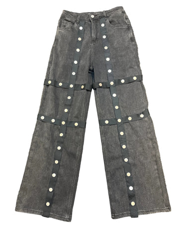 Black Denim W/Silver Buttons