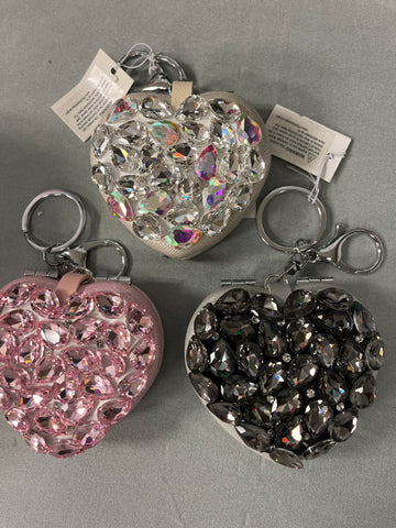 Bejeweled Heart Key Chains