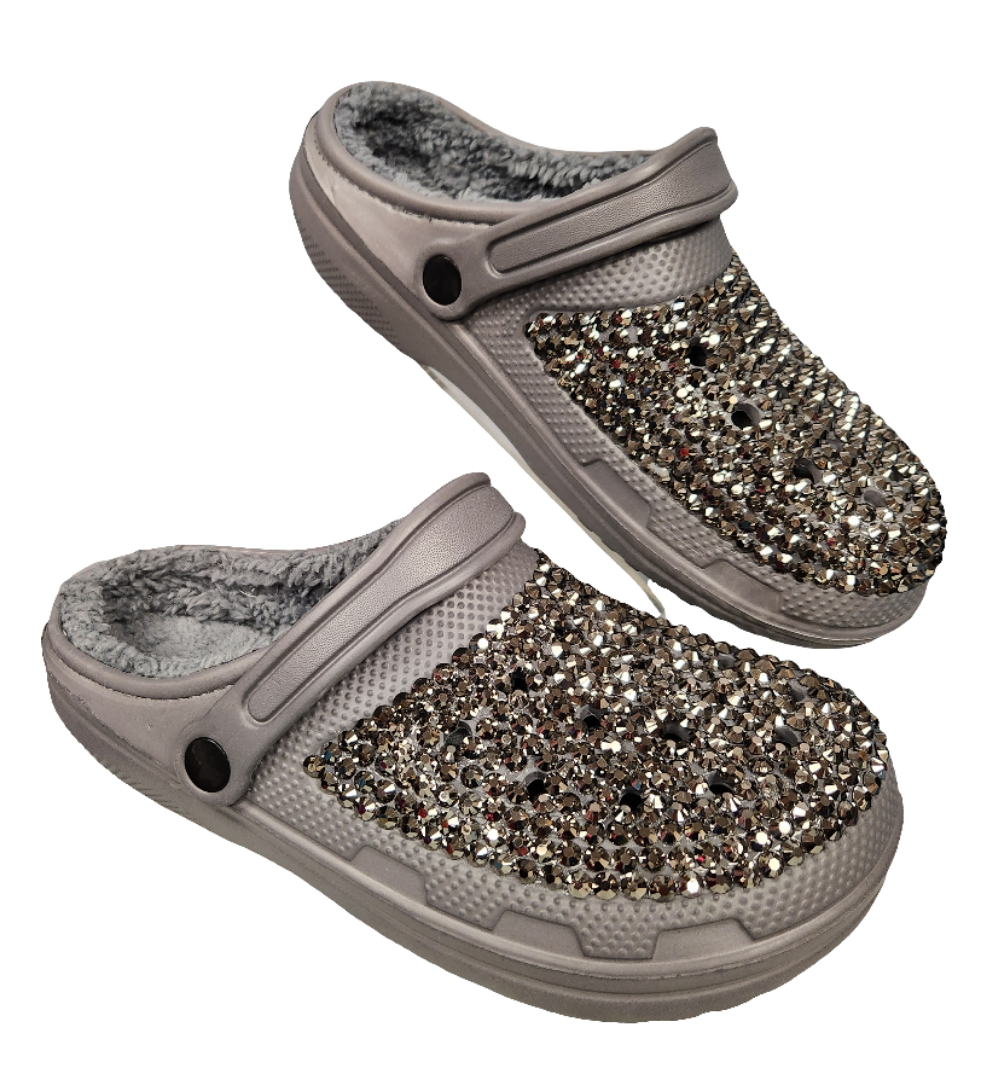 Grey Bling Clogs