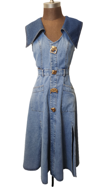 Denim Dress W/Gold Buttons