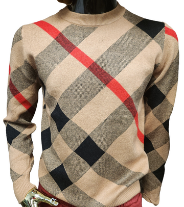 MENS TAN PLAID SWEATER