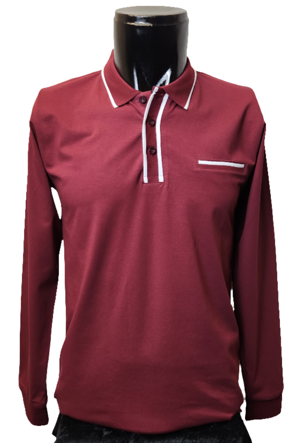 Men's Burgundy/White Long Sleeve Shirt