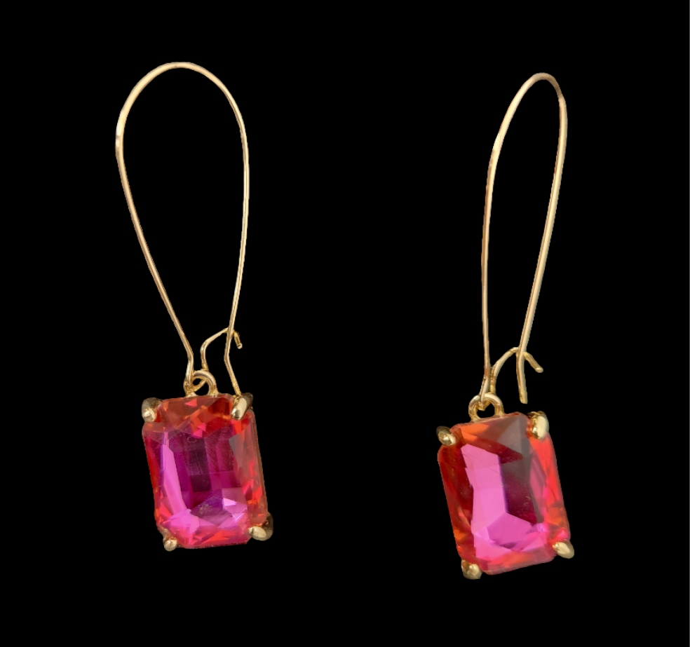 Pink Square Drop Earrings