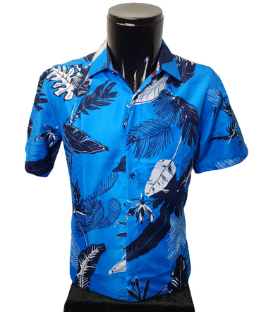 Mens Blue Hawaiian Shirt