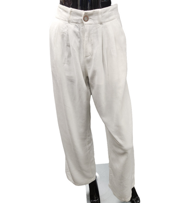 Off White Linen Blend Pants