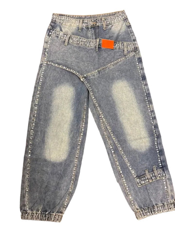 Blue Jeweled  Crossover Jeans