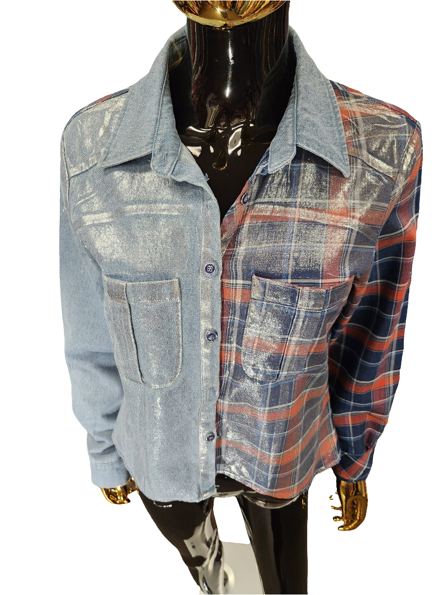 Plaid/Denim Top