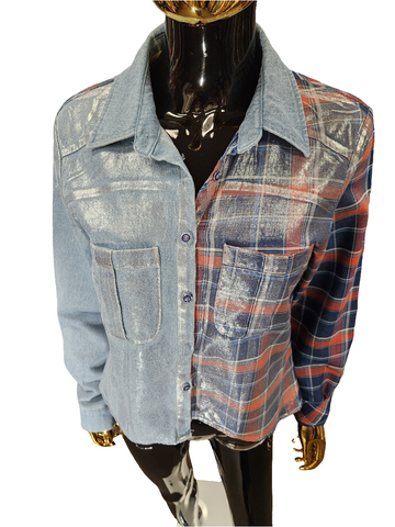 Plaid/Denim Top