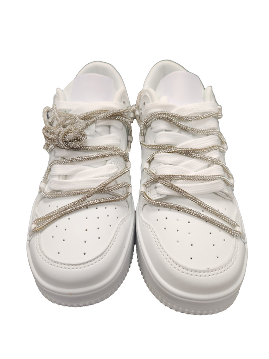 White Bling Lace Tennis Shoe