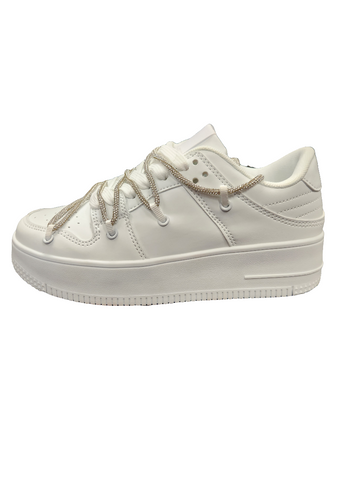 White Bling Lace Tennis Shoe