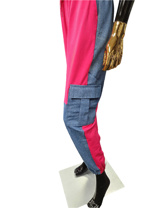 Pink/Denim Jogger Set