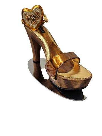 Ce' Foushoo Gold Heart Sandals