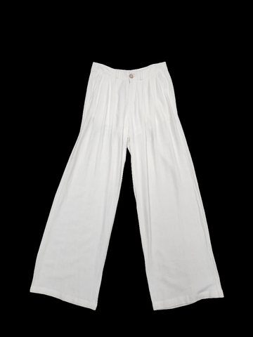 White Linen Blend Pants
