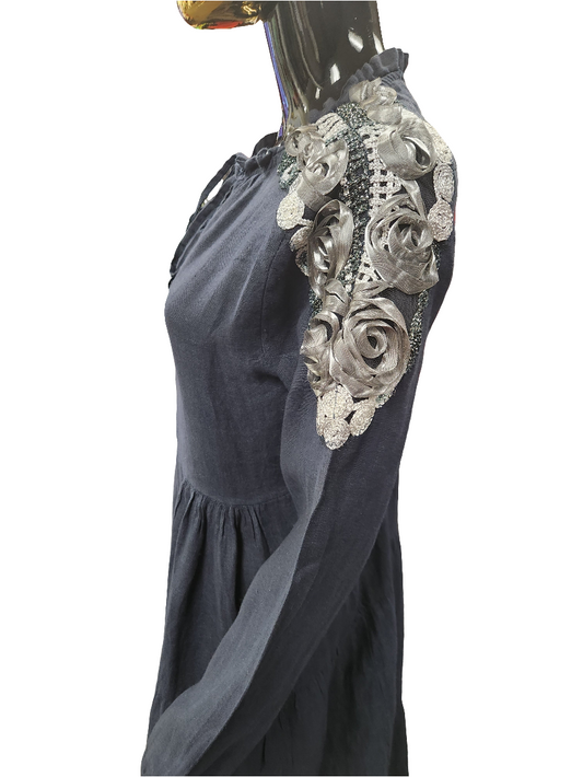 NAVY LINEN DRESS