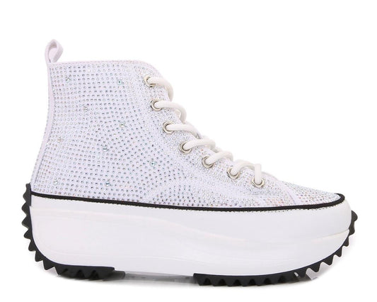 White Bling High Top Tennis Shoes