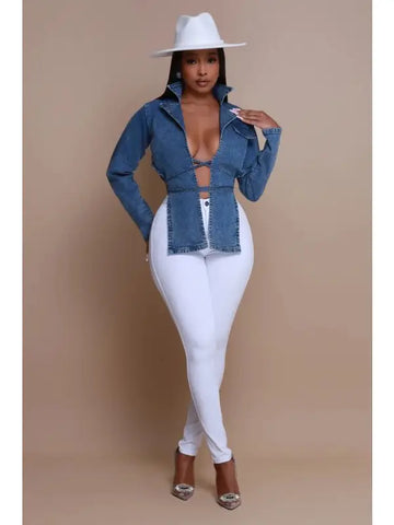 DENIM CUTOUT TOP