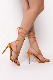 Orange Drew Lace Up Heel