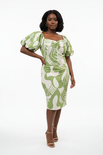 Green/Cream Dress