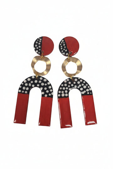 Red/Black/Gold Polka Dot Earring