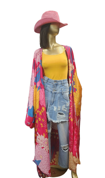 Fuchsia Print Duster W/Tank