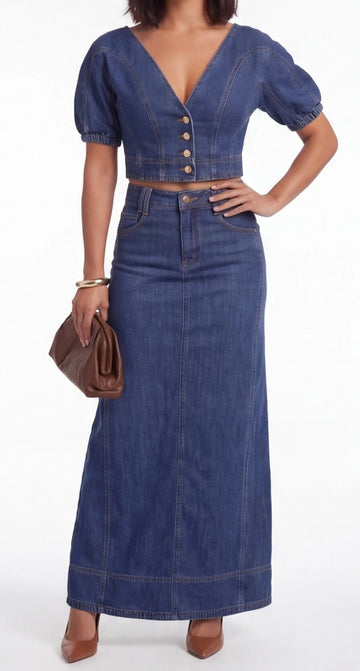 Denim Skirt Set - Final Sale ITEM