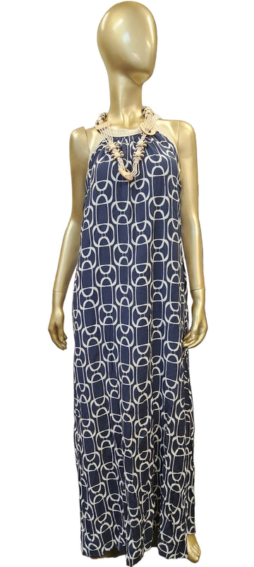 Navy/White Print Dress