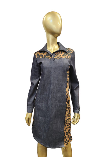 Denim/Animal Print Dress
