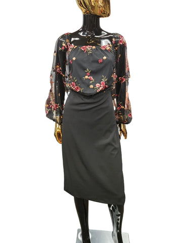 Blk Dress w/Floral Sleeves
