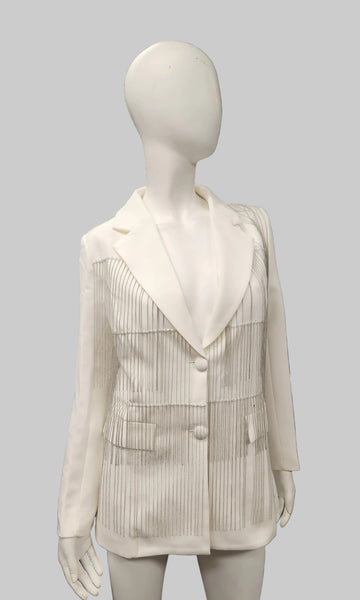 Ivory Blazer W/Silver Fringe