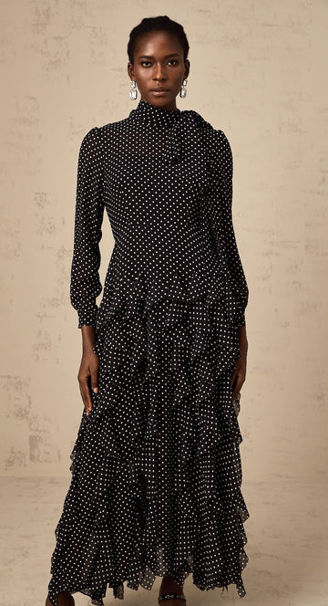 Black/Polka Dot Maxi Dress